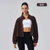 Nova Jaqueta Esportiva de Pelúcia Outono/Inverno Transfronteiriça para Mulheres, Manga Longa, com Pelúcia Adicional, Espessada, à Prova de Vento, Lã de Cordeiro, Roupa de Yoga, Moletom de Lã