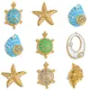 Manualidad de Goteo de Aceite Tema Océano Forma de Tortuga Estrella de Mar Caracola Pulsera DIY Hecha a Mano Collar Accesorios de Joyería