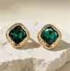 Pendientes de botón cuadrados pequeños retro versátiles y elegantes, lujo ligero transfronterizos europeos y americanos de venta caliente, venta al por mayor directa de fábrica