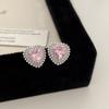 Hermosos pendientes de botón con microincrustaciones de circonita rosa y mito del amor para mujer, nuevos pendientes de personalidad de moda de alta calidad, diseño de nicho para la oreja