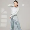 Estilo de Danza Moderna, Elegante Top de Manga Larga para Mujer, Nuevo Diseño con Cintura Única de Atar, Ropa de Baile Distintiva y Exquisita