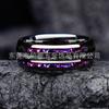 Anillo de Acero de Tungsteno Negro Pistola Electrochapado de 8 mm con Gema de Cielo Estrellado y Limaduras de Hierro, Anillos de Pareja Unisex, Acero de Tungsteno Certificado Transfronterizo Antidesvanecimiento