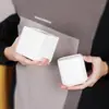 Taza de vela de cerámica cuadrada estilo europeo Creativo frasco de vela de aromaterapia cuadrado con regalo hecho a mano Portavelas recipiente de vela de cerámica