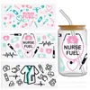 Día de San Valentín amor enfermera Serie Médica Transferencia UV DTF Etiqueta de Cristal Pegatina para Taza desprendible