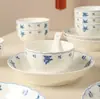 Shang0 Azul y Blanco Exquisito Set Creativo de 28 Piezas de Tazones, Platos, Cucharas y Vajilla Tienda Celebración Evento de Bienestar Regalo Al Por Mayor
