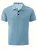 Nueva Camiseta de Verano Paul Manga Corta Manga Corta Malla de Alta Gama Seda Helada Camiseta de Manga Corta Camisa para Hombre Cuello de Camisa Verano Color Sólido