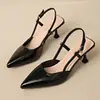 Sandalias de tiras de tacón de aguja con punta fina estilo francés para mujer, sandalias elegantes y con estilo de tacón alto, versátiles para el uso diario, cómodas y no cansan