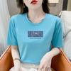 3184 # Camiseta de Manga Corta de Algodón Puro para Mujer Blanca Verano Holgada de Media Manga (95 Algodón 5 Spandex)