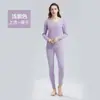 Traje térmico de terciopelo de doble cara para mujer, conjunto fino con forro polar, top térmico grueso de cuello redondo, mallas ajustadas largas