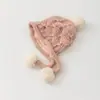 Gorro Chenjing para Niños Otoño e Invierno Estilo Coreano Cálido con Bola de Pelo Protección para Orejas Lindo Gorro Pullover con Cordones Gorro Tejido a Mano