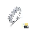Anillo Floral de Moissanita de Plata de Ley S925 con Múltiples Flores de Cinco Pétalos, Anillo de Lujo Ligero para Mujer para el Trabajo y Apilamiento, Suministro para Transmisiones en Vivo