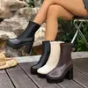 Botas de tacón grueso de talla grande para mujer para comercio exterior, nuevo estilo europeo y americano Otoño e Invierno 2026, tacón grueso, cremallera lateral, botas Martin de moda para mujer
