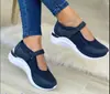 Zapatos Casuales Nuevos Transfronterizos para Mujer Primavera y Verano 2022 Nuevo Tacón de Cuña con Velcro Casual Talla Grande Zapatos Deportivos para Mujer