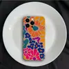 Design floral abstrato em blocos de cores retrô, pintado à mão, capa para celular Apple 18 Pro Max, iPhone 14 Pro Max, capa rígida brilhante