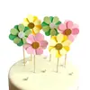 Rosa y azul tierno pequeño hermoso Super flor enchufe hermoso inserto para palillo de dientes diamante decoración de pastel accesorios bandera 6 piezas