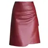 Saia de couro irregular em linha A, saia midi justa ao corpo para mulheres, nova saia lápis casual de cintura alta emagrecedora para outono e inverno de 2026