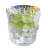 Vaso de Vidrio con Patrón de Glaciar con Tapa y Asa de Cuchara Vaso de Agua para Mujeres Verano Hogar Sensación de Alta Gama Taza de Té Taza de Café Taza Estilo ins