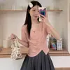 Camiseta de Manga Corta para Mujer 2026 con un Diseño Único, Estilo de Nicho, Nuevo Top Corto Irregular Verano 2023