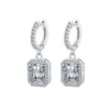 Pendientes de Moissanita Más Vendidos Transfronterizos Pendientes de Plata S925 Corte Esmeralda con Moissanita de Alta Gama Venta al por Mayor de Fábrica