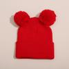 Gorro de punto para niños de otoño e invierno 2023, gorro de bebé de doble bola de color liso, gorro de jersey de bola de lana con brida versátil europeo y americano
