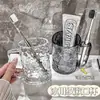 Vaso para enjuague bucal con patrón de glaciar, vaso transparente para cepillo de dientes para uso doméstico, vaso para lavarse con diseño de ondas de agua de lujo ligero, vaso para pasta de dientes y cepillado para dormitorio estudiantil