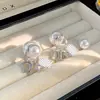 Aretes de Aguja de Plata S925 con Perla y Zirconia Micro-Incrustada Nicho Diseño Más Fácil de Combinar Zirconia Zirconia Aretes al por Mayor