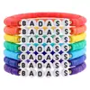 Moda Europeia e Americana Estilo Boêmio Conjunto de Pulseiras Cor Arco-Íris Letras em Inglês Argila Macia Pulseira Elástica Joia