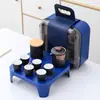 Taza de Expreso de Cerámica Negra Una Olla Tres Tazas Bandeja de Té con Latas de Té Set de Té Portátil para Viaje al Aire Libre traje Ceremonia de Acompañamiento de Negocios