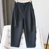 Tiro de pantalón de traje~¡Te hace ver 10 kg más delgado! Pantalones de traje negros para mujer cintura alta pierna recta holgada cropped pantalones profesionales primavera otoño