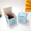 Caixa de doces com tampa superior e inferior vazada para carrinho de bebê, caixa de presente para festa de aniversário, caixa de papel com urso vazado e fita