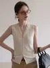 Chaleco de Punto con Cremallera y Cuello en V Estilo Old Money para Mujer, Top Cardigan Delgado sin Mangas de Alta Gama 10612