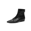 Botines Chelsea de Piel de Oveja Arrugada Estilo Old Money Suela Silenciosa Caída/Invierno 2026 Tacón Bajo Punta Cuadrada Pequeña Piel Genuina para Viajar al Trabajo para Mujer