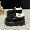 Botas de Neve com Solado Grosso para Aumentar a Altura para Mulheres, Forradas com Lã, Sapatos Birkenstock Espessados, Novos Loafers Bestsellers de Inverno 2026, Sapatos de Algodão para Neve