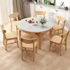Mesa de Comedor de Piedra Sinterizada y Madera Maciza para Hogar en Apartamento Pequeño, Mesa Redonda Moderna Minimalista Extensible Plegable de Doble Uso con Mesa de Placa de Inducción