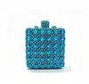 Bolsa de strass con forma de caja cuadrada bolsa metálica de noche incrustada de diamantes bolsa de vestido de noche de comercio exterior bolso de mano