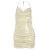 Vestido de outono 2024 novo, estilo europeu e americano transfronteiriço, feminino, cor sólida, justo, cintura alta, moda de rua, decote nas costas