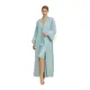 Conjunto de bata y camisón de dos piezas con lujosos detalles de plumas, ropa de casa popular para mujer, nuevo conjunto de pijama de comercio exterior, bata de baño para mujer
