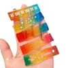 Regla mini de colores tamaño palma en colores de caramelo, deslumbrante regla recta de dibujos animados con forma de ola, práctica regla degradada para agendas de estudiantes y uso de bolsillo