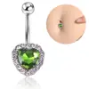 Piercing para Ombligo Doble Amor Transfronterizo al por Mayor Amazon Europeo y Americano Nuevo Simple Zircón Corazón de Durazno Piercing Joyería para Uña de Ombligo