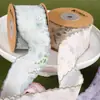 Cinta de hilo de nieve bordada con flores de doble capa y borde ondulado, cinta de pelo de lazo DIY, cinta de pelo trenzada, cinta decorativa para ropa