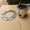 Mesa de Chá de Madeira Grande para Tampo de Mesa Fogareiro de Chá para Exterior Grande Anel de Fogareiro de Três Elementos Fogareiro a Carvão Grelha Divisória de Malha para Preparo de Chá