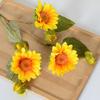 Girasol artificial de 7 cabezas, flor artificial para decoración del hogar, boda, ramo, girasol, tres flores, cuatro capullos, flor artificial