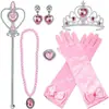 Conjunto de Coroa da Princesa Congelada e Coroa da Cinderela com Varinha Mágica, Luvas, Conjunto de Colar e Brincos Decoração