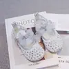 Zapatos Mary Jane Estrellados con Pedrería de Hada para Niñas 2026 Nuevos Sandalias de Punta Cerrada con Malla de Encaje y Moño para Bebé