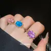 Anillo Geométrico Abierto de Pedrería de Colores Transfronterizo Europeo y Americano Moda Lujo Ligero Sensación de Alta Gama Anillo para Dedo Índice Anillo Versátil para el Viaje