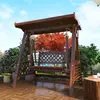 Silla columpio para exteriores para uso doméstico, silla colgante para balcón interior, columpio de madera maciza para patio exterior para dos o tres personas
