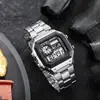 Venta Directa de Fábrica Comercio Exterior Explosivo Banda de Acero Cuadrada Reloj Electrónico Adulto Estudiante Multifuncional Moda Reloj Electrónico