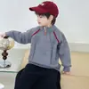 Roupas de Outono e Inverno para Meninos Suéter de Tricô com Corda Estilo Coreano Suéter de Tricô Espesso Infantil para Bebês e Crianças Pequenas Roupas de Outono