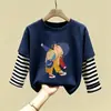 Camiseta de manga larga de algodón puro para niñas, camiseta básica moderna y versátil, top interior elegante para niñas, ropa de otoño para bebés y niños pequeños