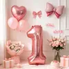 Globo rosa de 32 pulgadas con el número 1 para fiesta de primer cumpleaños, accesorios para fotos, venta al por mayor desde el fabricante